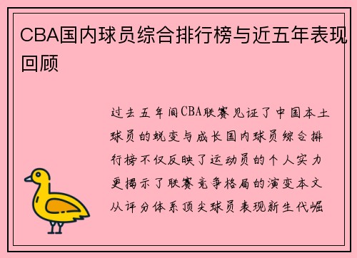 CBA国内球员综合排行榜与近五年表现回顾