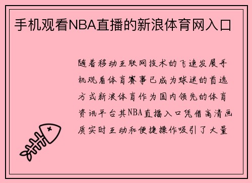 手机观看NBA直播的新浪体育网入口